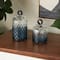 Glass Geometric Faceted Ombre Decorative Jars with Diamond Knobs, 2ct.